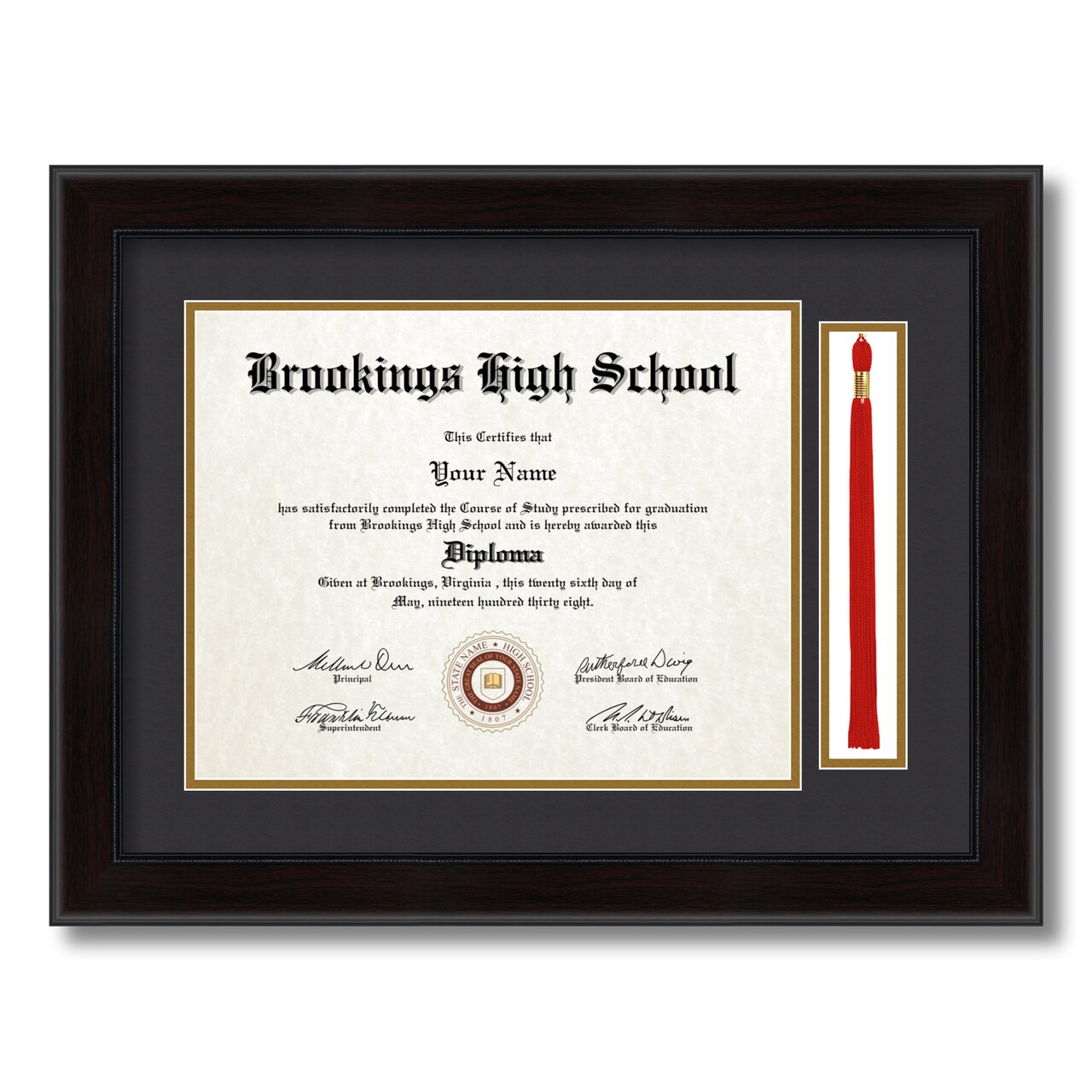ArtToFrames 11x14 inch Diploma Frame with Tassel Opening - Framed with Black and Gold Mats, Comes with Regular Acrylic and Sawtooth Hanger for Wall Hanging (DT-11x14)